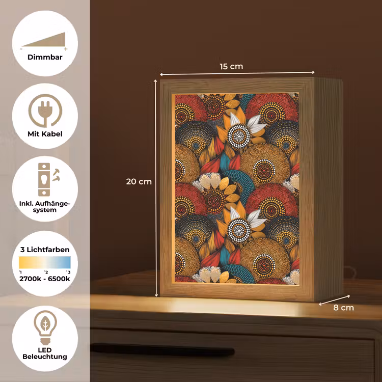 Personalisierte Lightbox - Farbenfroh – Aborigine – Punktmalerei – Botanisch – Muster — 6