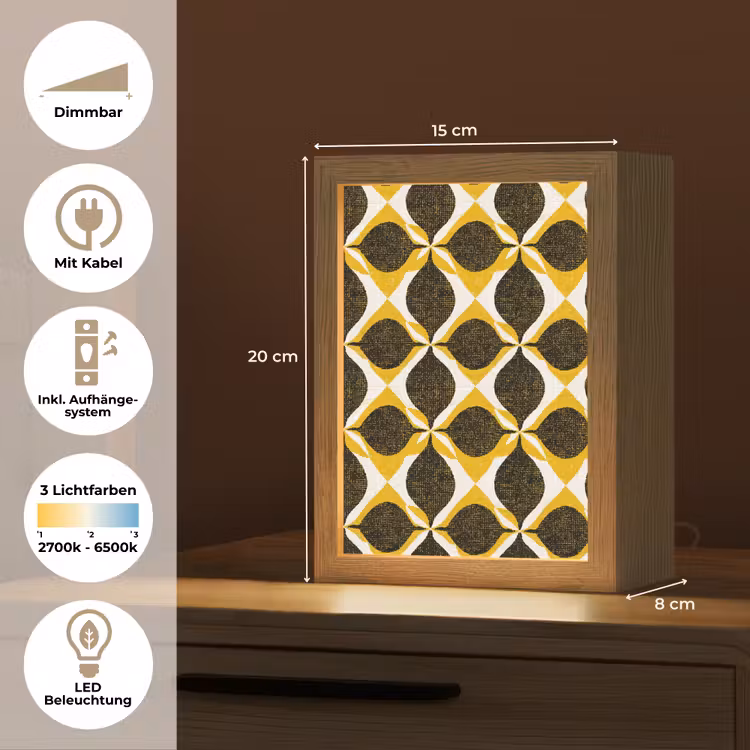 Personalisierte Lightbox - Gelb – Schwarz – Geometrisch – Retro – Struktur — 6