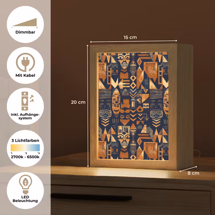 Personalisierte Lightbox - Nachtblau – Kupfer – Tribal – Masken — 6