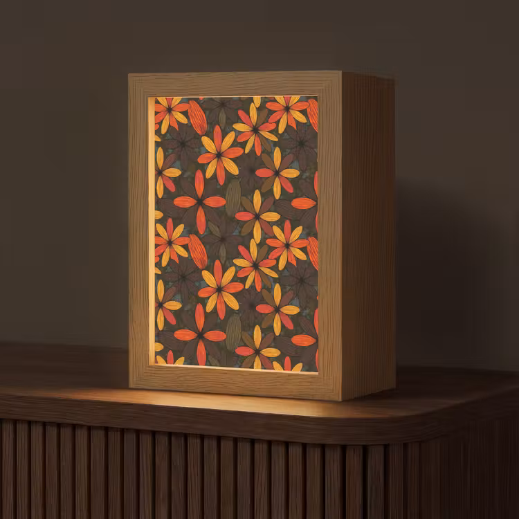 Personalisierte Lightbox - Orange – Retro – Blumen – Herbst — 1