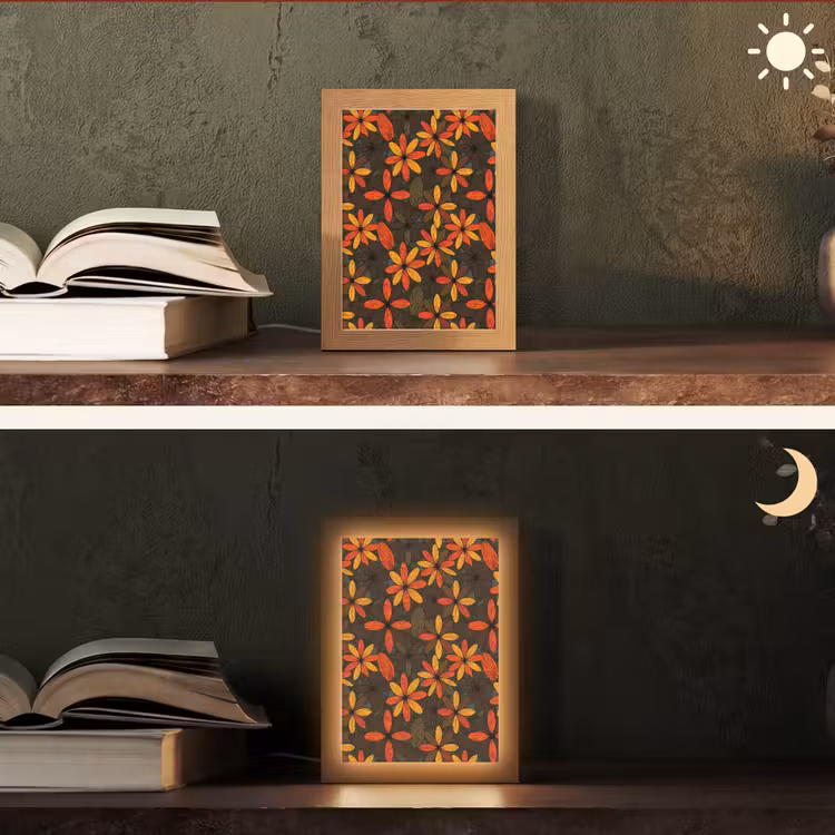 Personalisierte Lightbox - Orange – Retro – Blumen – Herbst — 5