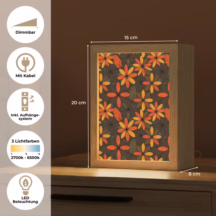 Personalisierte Lightbox - Orange – Retro – Blumen – Herbst — 6