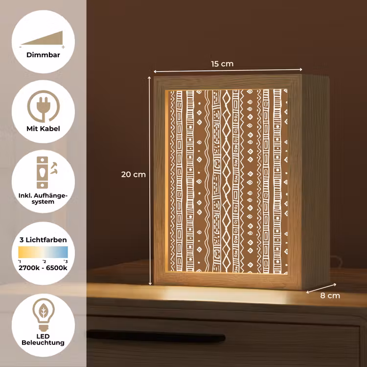 Personalisierte Lightbox - Schokoladenbraun – Ethno – Tribal – Muster — 6