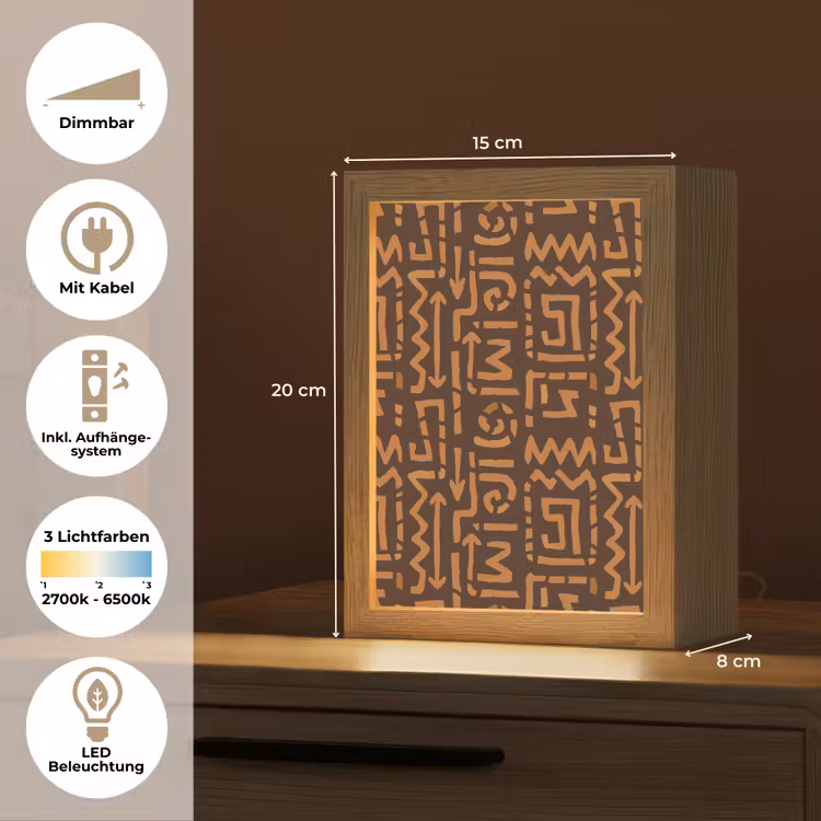 Personalisierte Lightbox - Schokoladenbraun – Ethno – Tribal – Symbole — 6