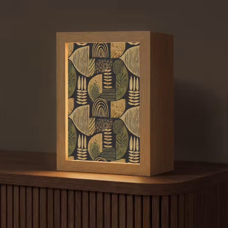 Personalisierte Lightbox - Schwarz – Ockergelb – Botanisch – Textur — 1