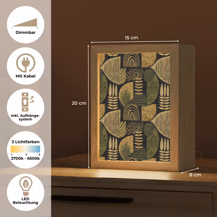 Personalisierte Lightbox - Schwarz – Ockergelb – Botanisch – Textur — 6