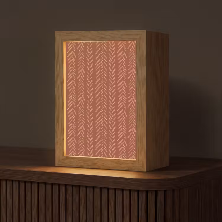 Personalisierte Lightbox - Terrakotta – Fischgrätmuster – Handgefertigt – Muster — 1