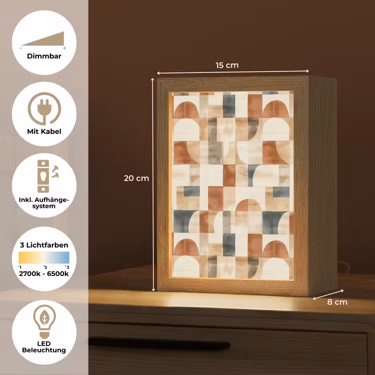Personalisierte Lightbox - Terrakotta – Geometrisch – Aquarell – Textur — 6