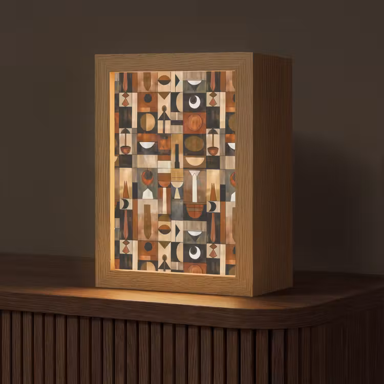 Personalisierte Lightbox - Terrakotta – Geometrisch – Mid-Century – Muster — 1