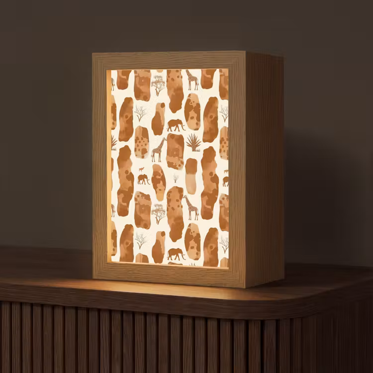 Personalisierte Lightbox - Terrakotta – Safari – Tiere – Muster — 1
