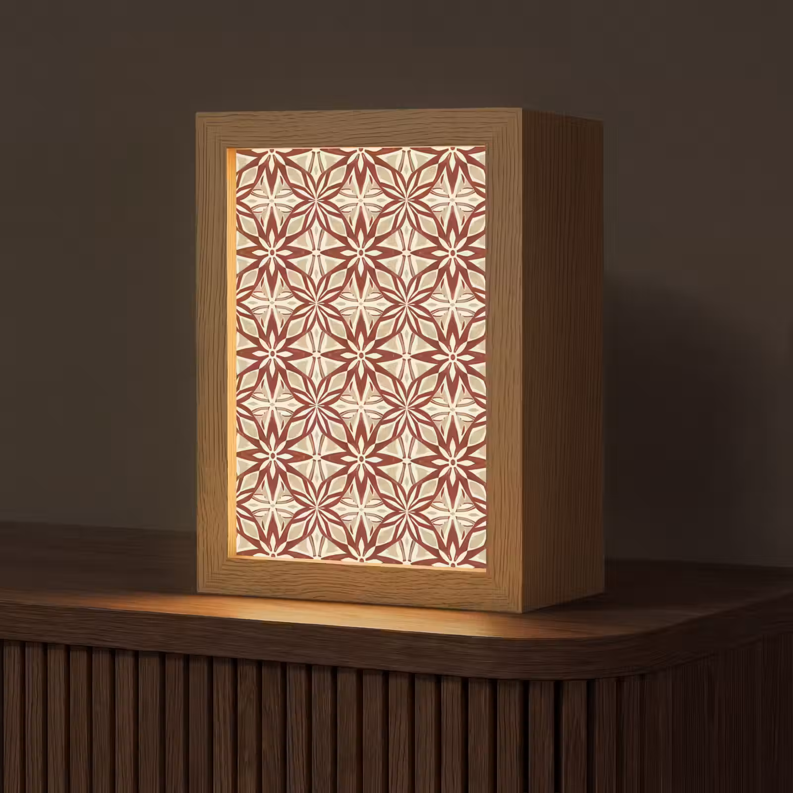 Personalisierte Lightbox - Bordeauxrot – Geometrisch – Fliese – Muster — 1