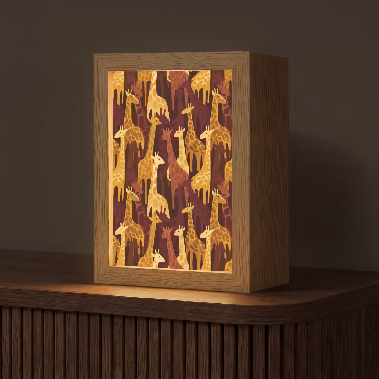 Personalisierte Lightbox - Braun – Giraffen – Safari – Muster — 1