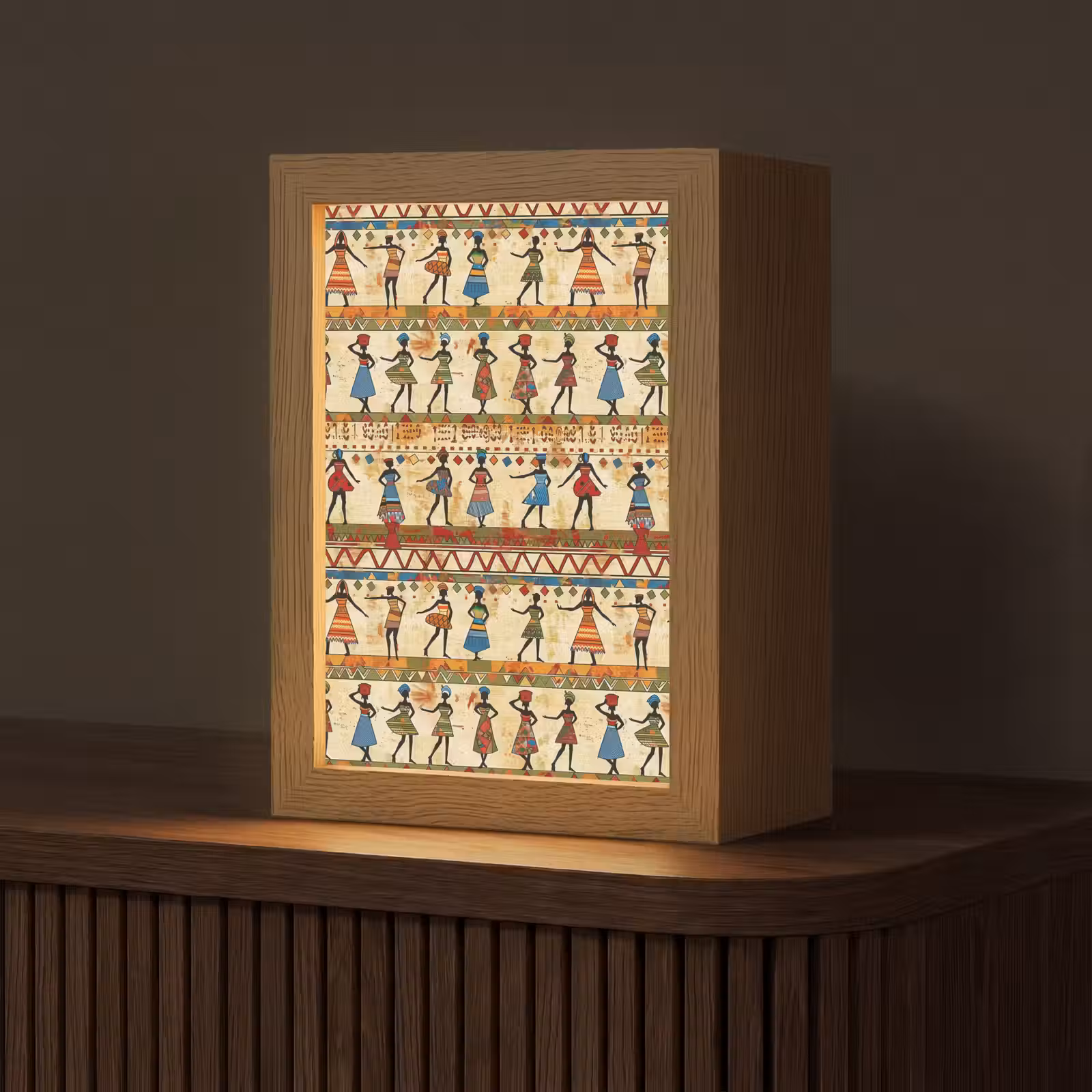 Personalisierte Lightbox - Farbenfroh – Afrikanisch – Ethnisch – Tanzende Frauen – Muster — 1