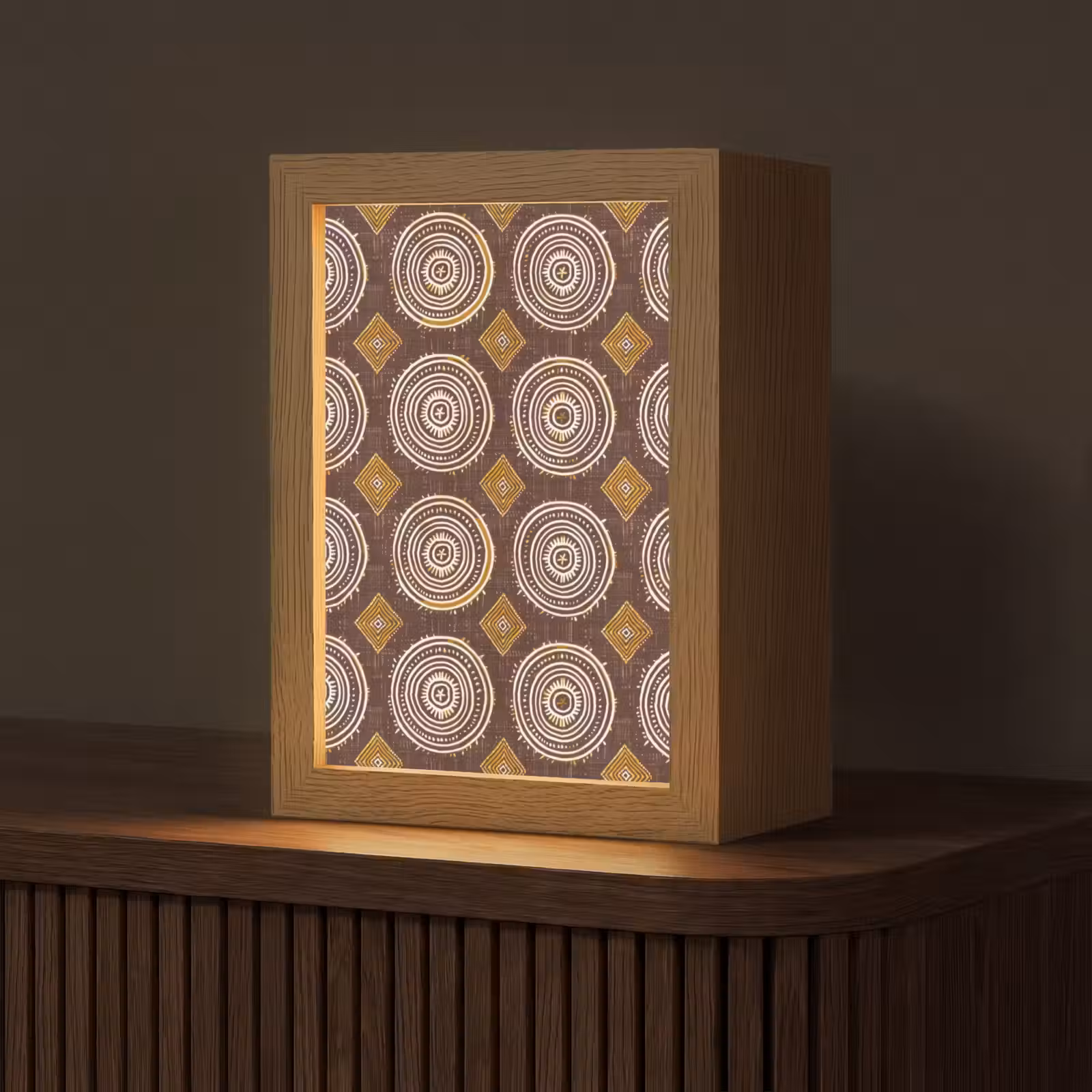 Personalisierte Lightbox - Schokoladenbraun – Ethno – Tribal – Kreise – Muster — 1