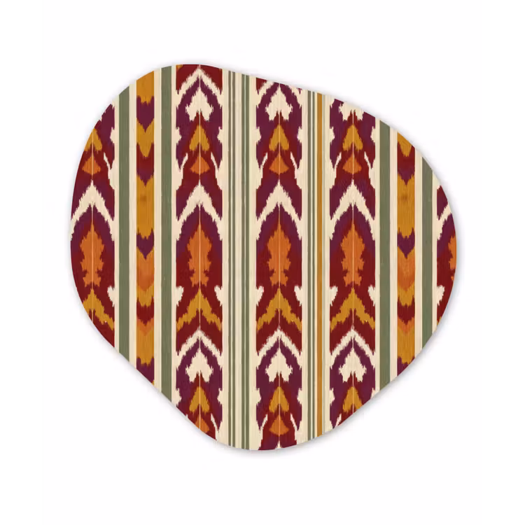 Alu-Dibond-Bild Organische Form - Ikat – Bordeauxrot – Ethno – Muster — 1