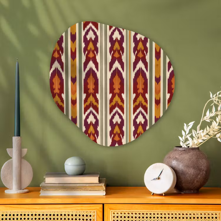 Alu-Dibond-Bild Organische Form - Ikat – Bordeauxrot – Ethno – Muster — 2