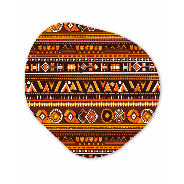 Alu-Dibond-Bild Organische Form - Orange – Ethnisch – Tribal – Geometrisch – Muster — 1