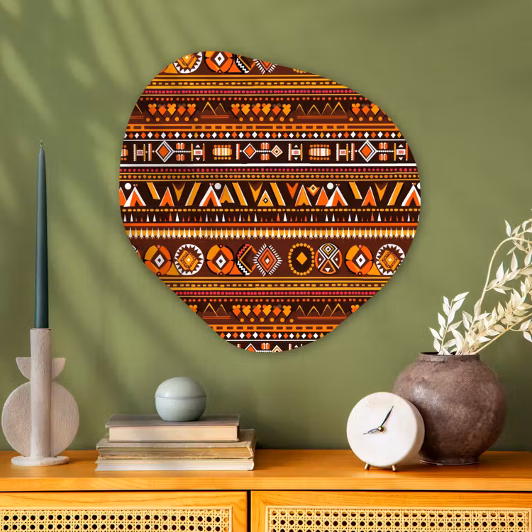 Alu-Dibond-Bild Organische Form - Orange – Ethnisch – Tribal – Geometrisch – Muster — 2