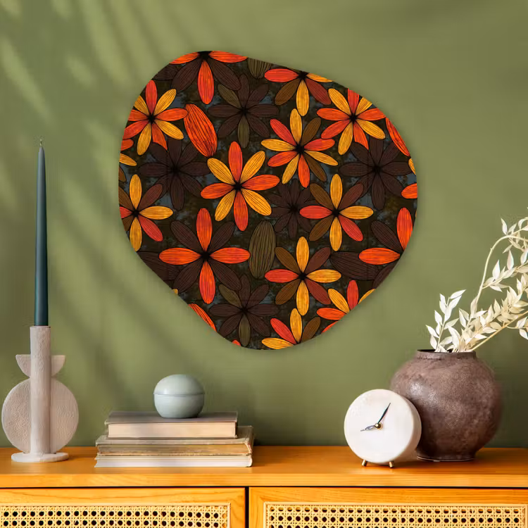 Alu-Dibond-Bild Organische Form - Orange – Retro – Blumen – Herbst — 2