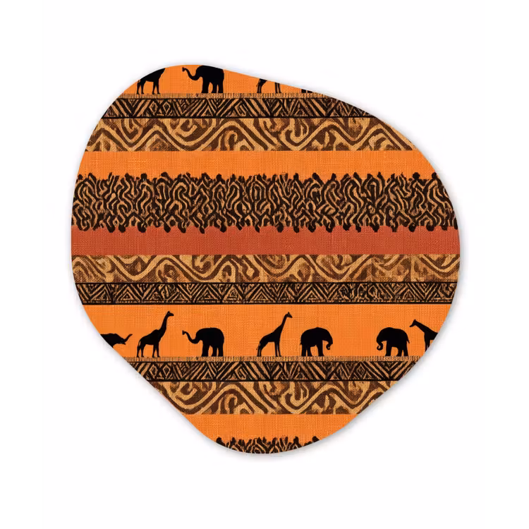 Alu-Dibond-Bild Organische Form - Orange – Safari – Afrikaans – Tiere – Muster — 1