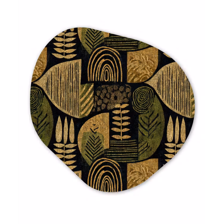 Alu-Dibond-Bild Organische Form - Schwarz – Ockergelb – Botanisch – Textur — 1