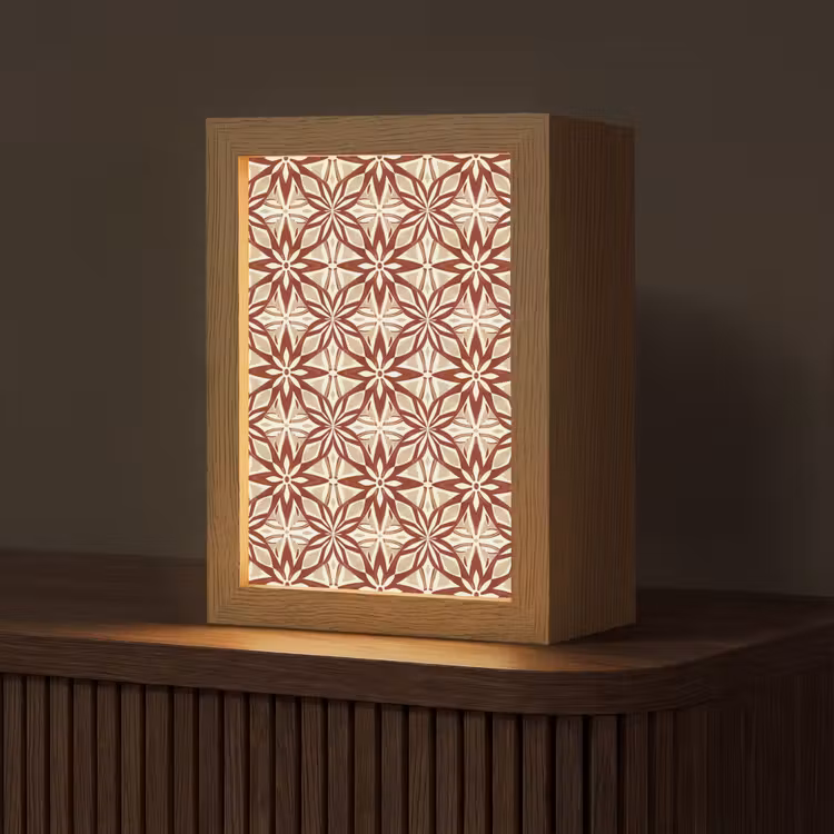 Personalisierte Lightbox - Bordeauxrot – Geometrisch – Fliese – Muster — 1