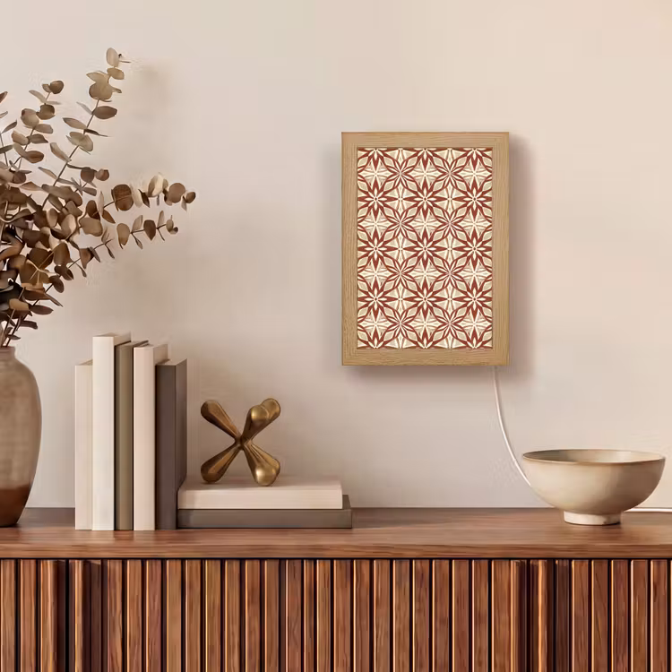 Personalisierte Lightbox - Bordeauxrot – Geometrisch – Fliese – Muster — 4