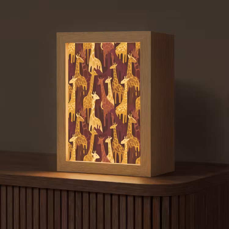 Personalisierte Lightbox - Braun – Giraffen – Safari – Muster — 1