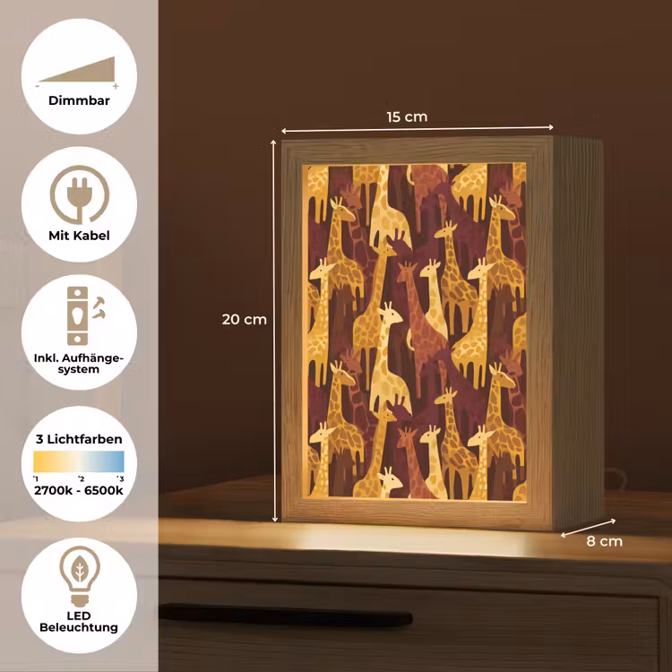 Personalisierte Lightbox - Braun – Giraffen – Safari – Muster — 6