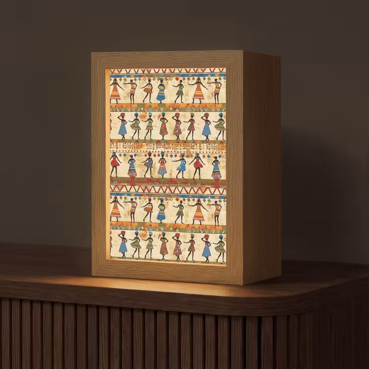 Personalisierte Lightbox - Farbenfroh – Afrikanisch – Ethnisch – Tanzende Frauen – Muster — 1