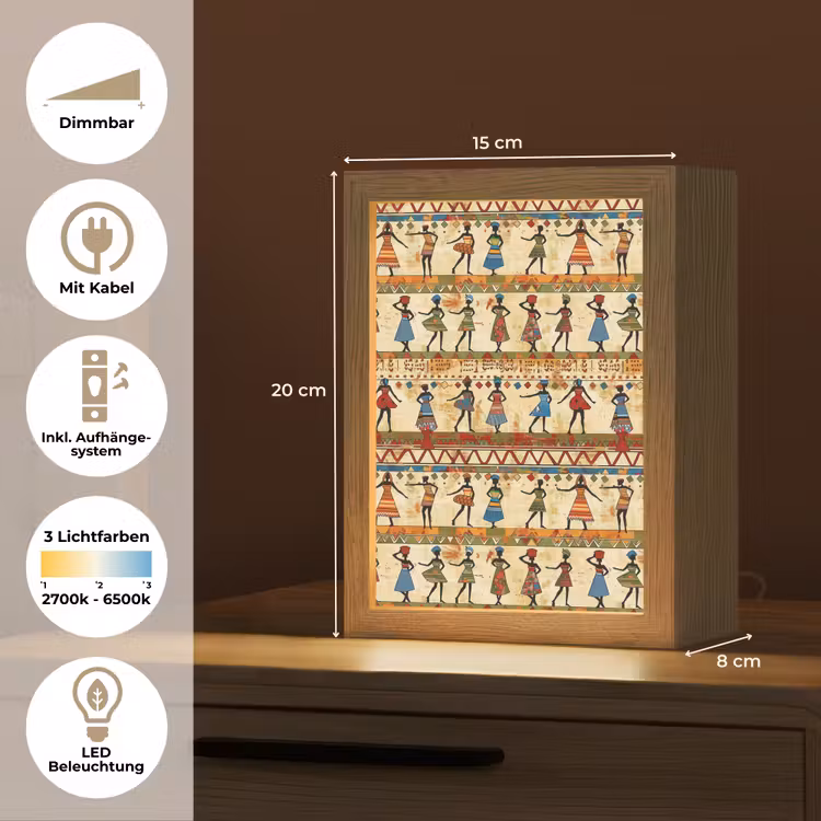 Personalisierte Lightbox - Farbenfroh – Afrikanisch – Ethnisch – Tanzende Frauen – Muster — 6