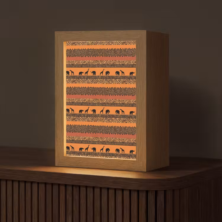 Personalisierte Lightbox - Orange – Safari – Afrikaans – Tiere – Muster — 1