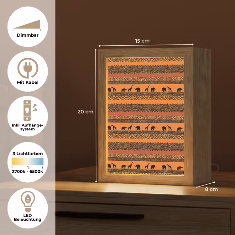 Personalisierte Lightbox - Orange – Safari – Afrikaans – Tiere – Muster — 6