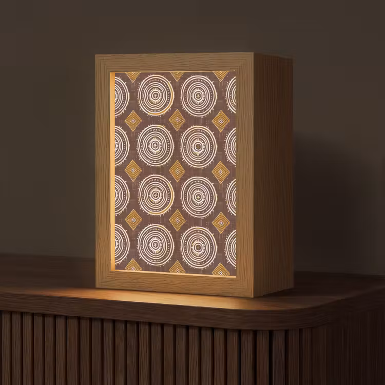 Personalisierte Lightbox - Schokoladenbraun – Ethno – Tribal – Kreise – Muster — 1