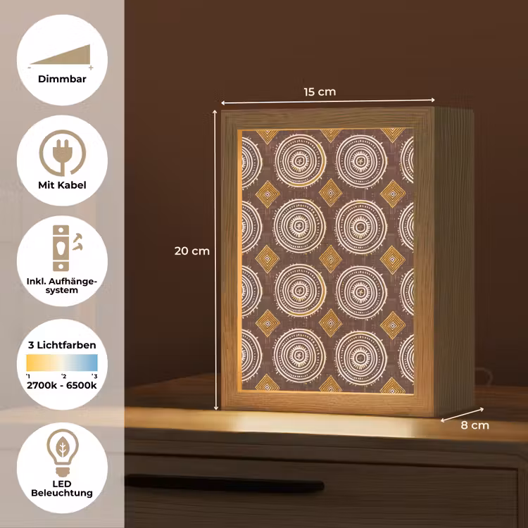 Personalisierte Lightbox - Schokoladenbraun – Ethno – Tribal – Kreise – Muster — 6
