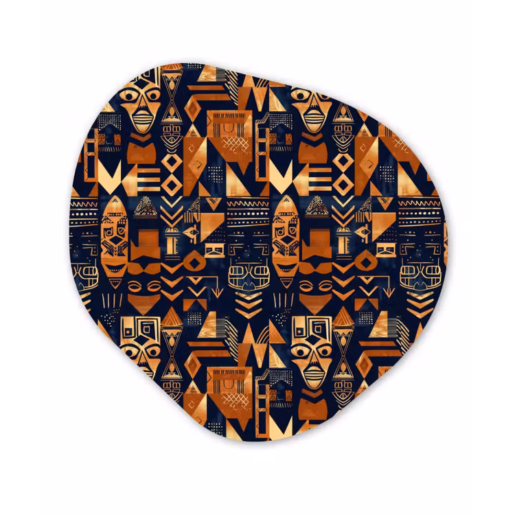Forexbild Organische Form - Nachtblau – Kupfer – Tribal – Masken — 1