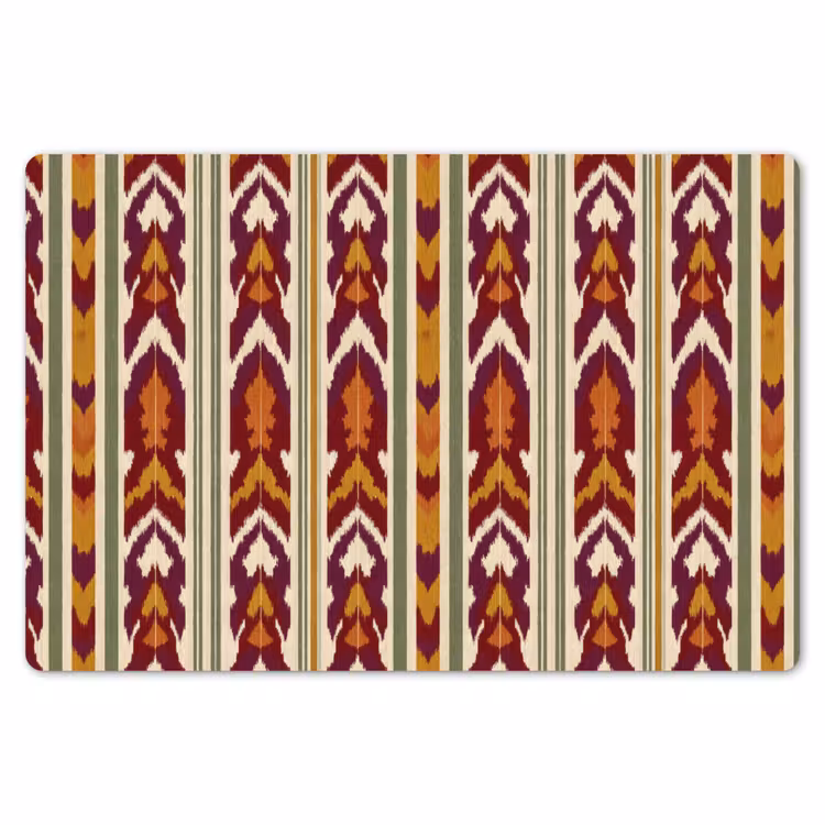Tischset - 6 Stück - Ikat – Bordeauxrot – Ethno – Muster — 6