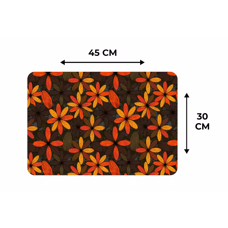 Tischset - 6 Stück - Orange – Retro – Blumen – Herbst — 3
