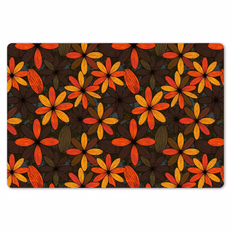 Tischset - 6 Stück - Orange – Retro – Blumen – Herbst — 6