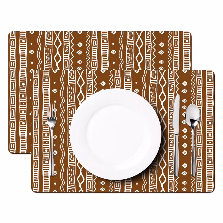 Tischset - 6 Stück - Schokoladenbraun – Ethno – Tribal – Muster — 2