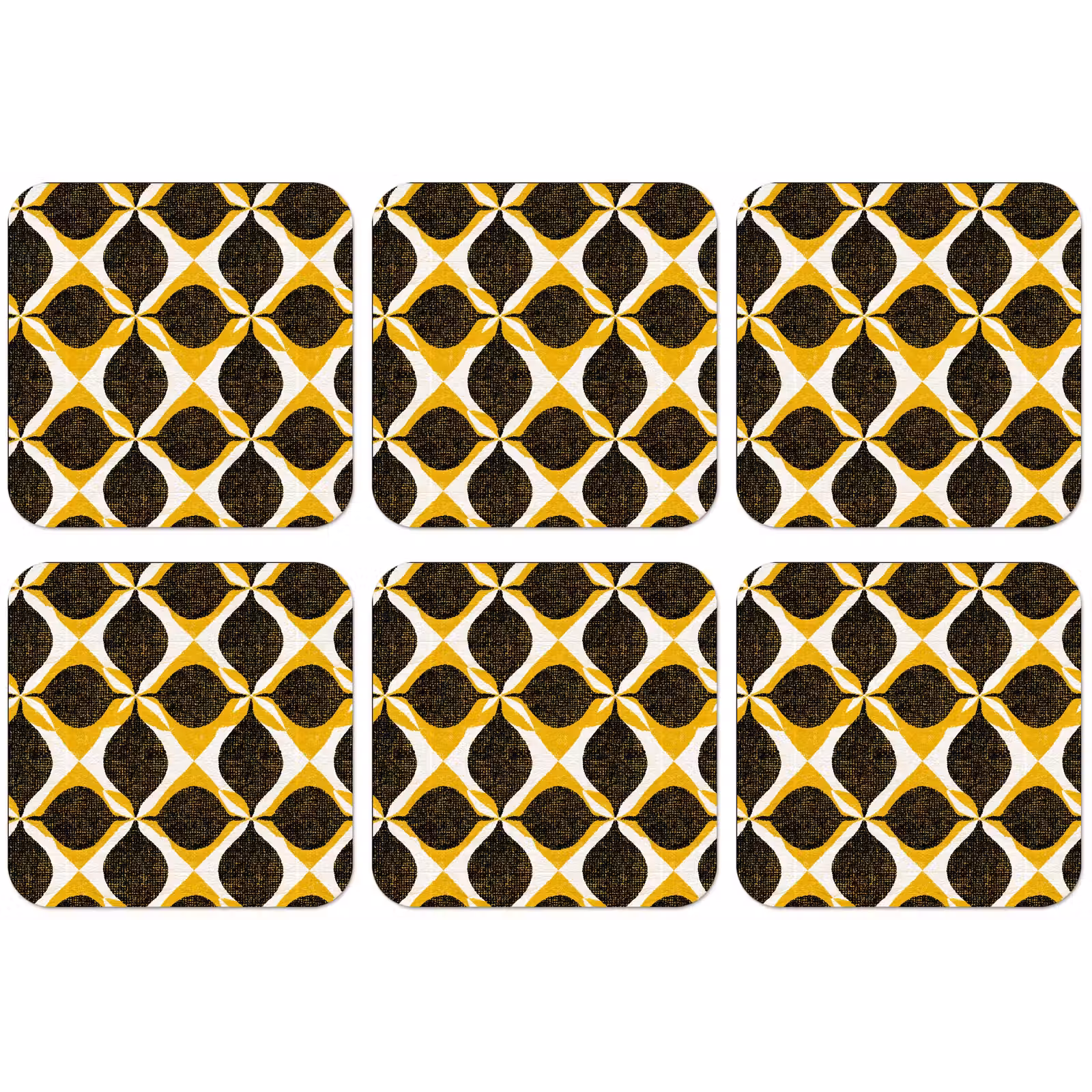 Untersetzer - Gelb – Schwarz – Geometrisch – Retro – Struktur — 1