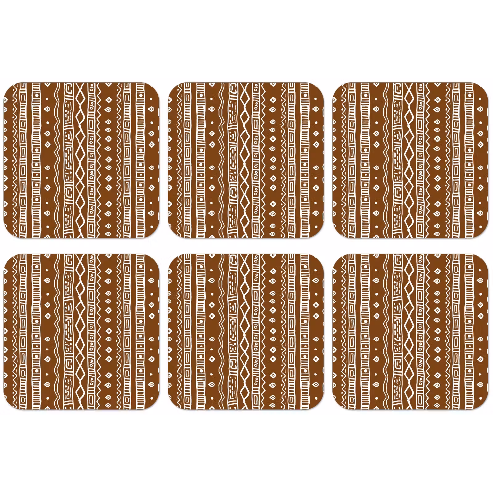 Untersetzer - Schokoladenbraun – Ethno – Tribal – Muster — 1