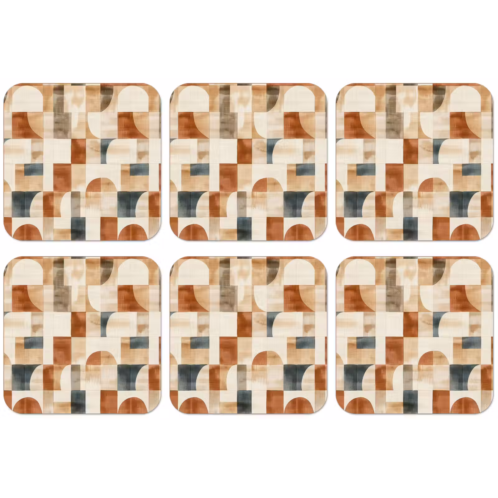 Untersetzer - Terrakotta – Geometrisch – Aquarell – Textur — 1