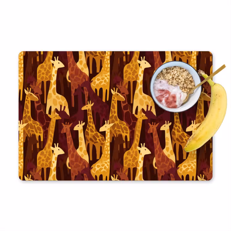 Tischset - 6 Stück - Braun – Giraffen – Safari – Muster — 1
