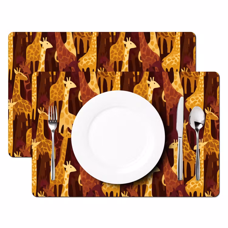 Tischset - 6 Stück - Braun – Giraffen – Safari – Muster — 2