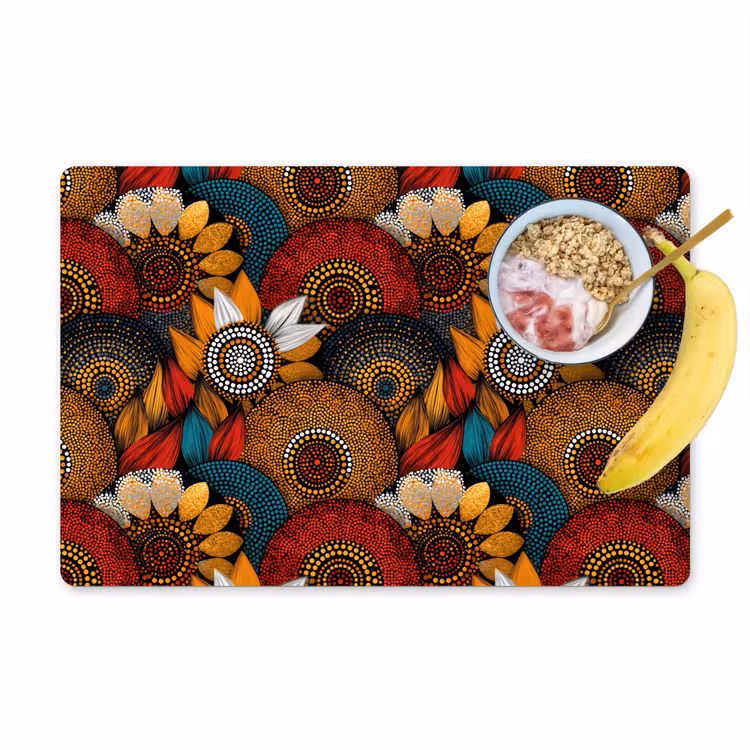 Tischset - 6 Stück - Farbenfroh – Aborigine – Punktmalerei – Botanisch – Muster — 1