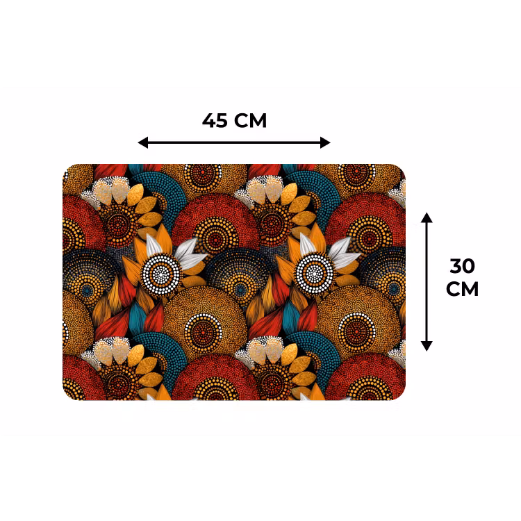 Tischset - 6 Stück - Farbenfroh – Aborigine – Punktmalerei – Botanisch – Muster — 3