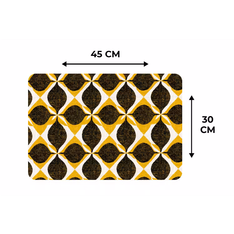 Tischset - 6 Stück - Gelb – Schwarz – Geometrisch – Retro – Struktur — 3