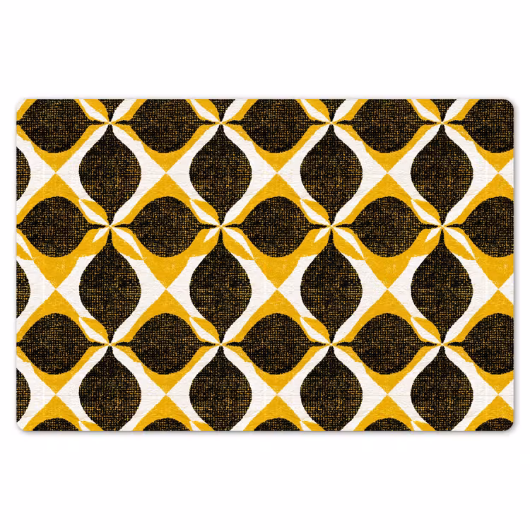 Tischset - 6 Stück - Gelb – Schwarz – Geometrisch – Retro – Struktur — 6