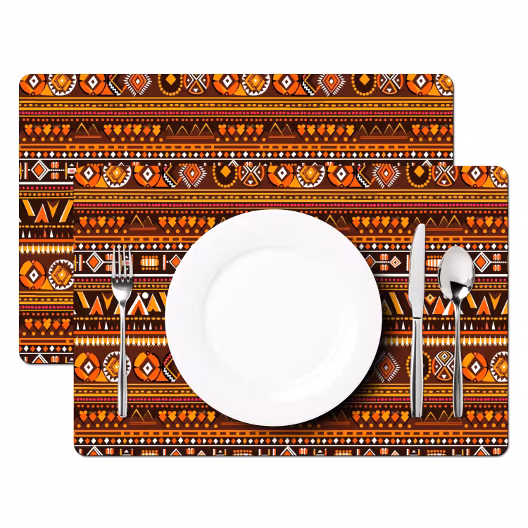Tischset - 6 Stück - Orange – Ethnisch – Tribal – Geometrisch – Muster — 2